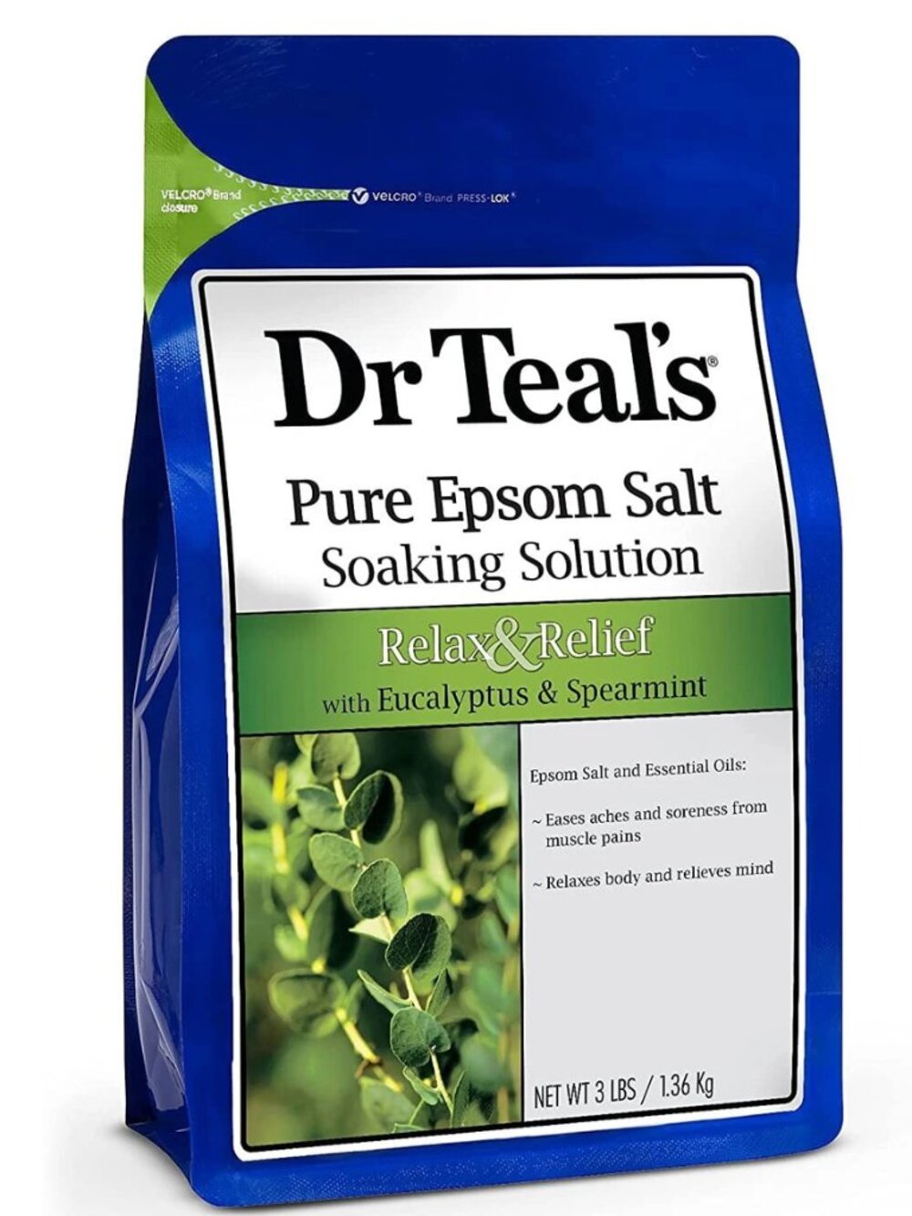 NEW✅Dr Teal's Pure Epsom Bath Salt Soak,Relax&Relief Eucalyptus & Spearmint🌿